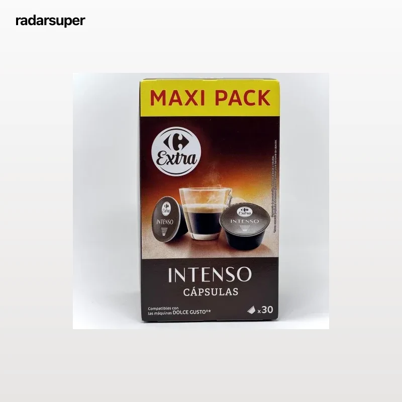 Café intenso en cápsulas Carrefour compatible con Dolce Gusto 30 unidades de 7 g.