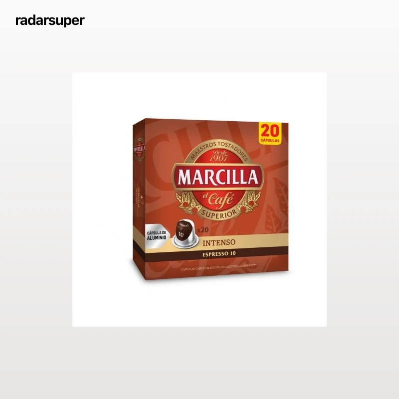 Café intenso en cápsulas Marcilla compatible con Nespresso 20 unidades de 5,2 g.