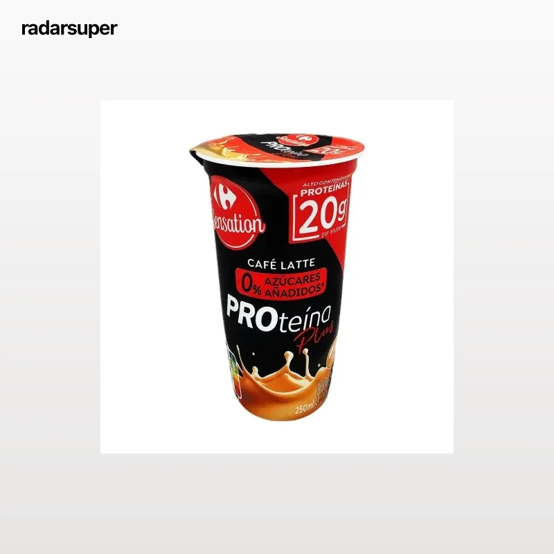 Café latte macchiatto con alto contenido de proteínas Carrefour Sensation sin gluten 250 ml.