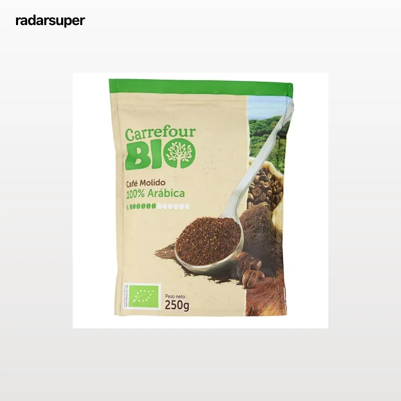 Café molido 100% arábica ecológico Carrefour Bio doy pack  250 g.