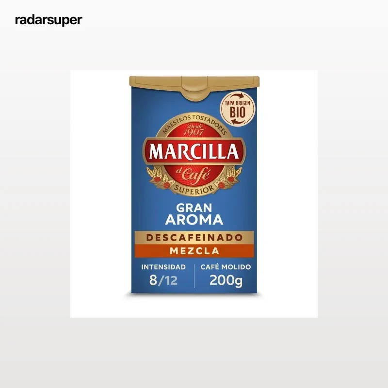 Café molido mezcla descafeinado Gran Aroma Marcilla 200 g.
