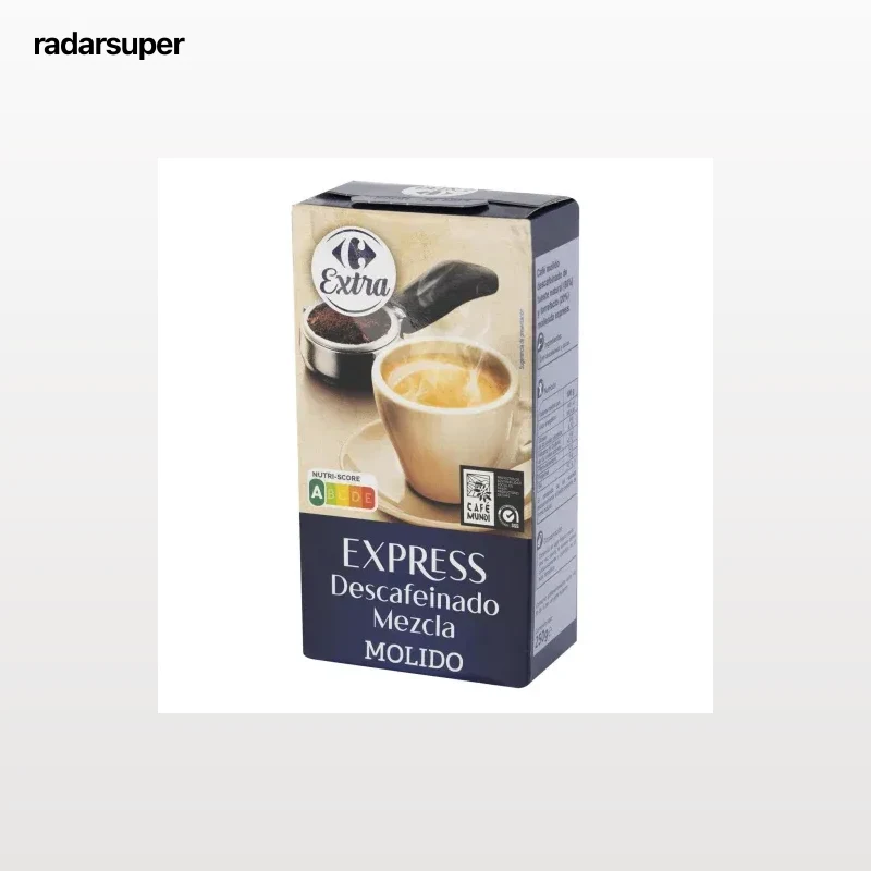 Café molido mezcla express descafeinado Carrefour Extra 250 g.
