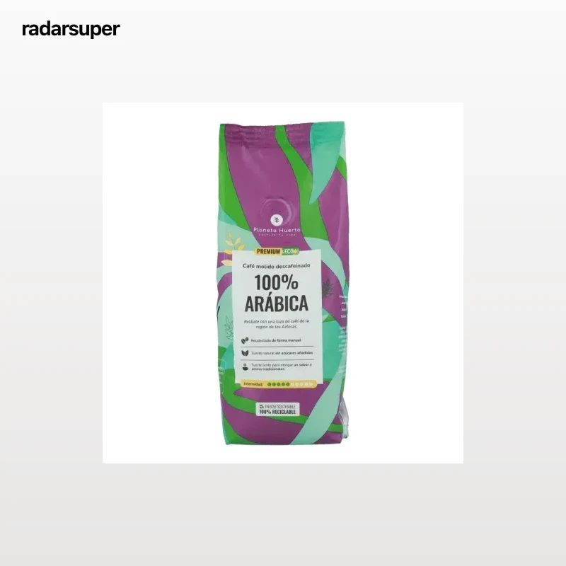 Café molido natural descafeinado 100% arábica ecológico Planeta Huerto 250 g.