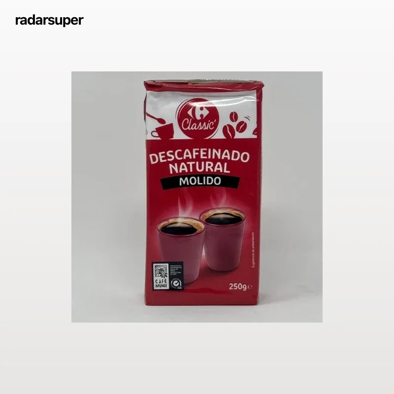 Café molido natural descafeinado Carrefour Classic 250 g.