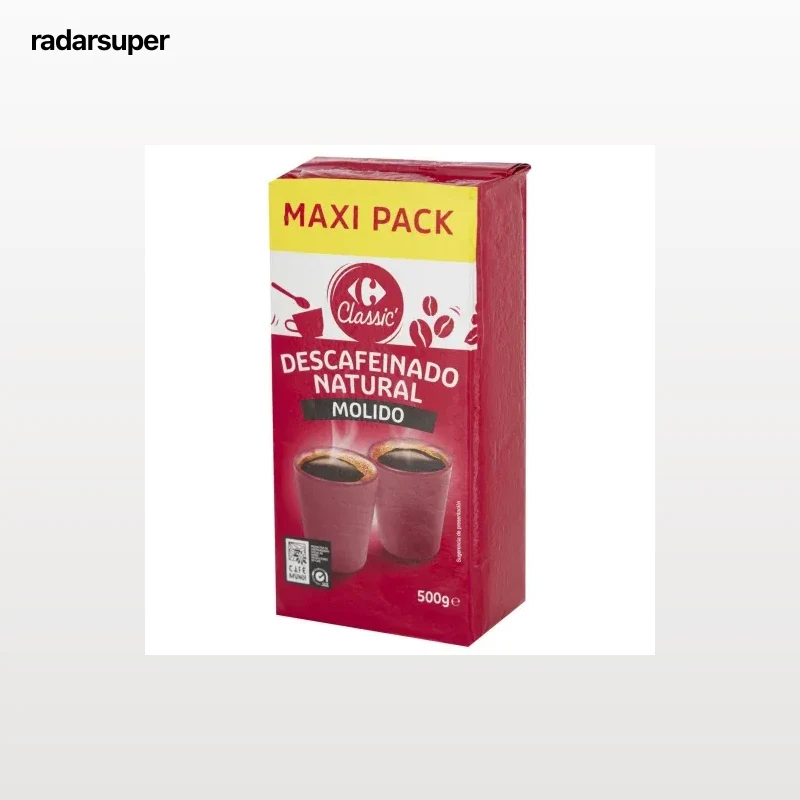 Café molido natural descafeinado Carrefour Classic 500 g.