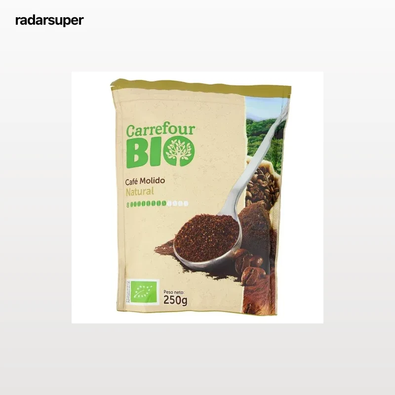Café molido natural ecológico Carrefour Bio doy pack 250 g.