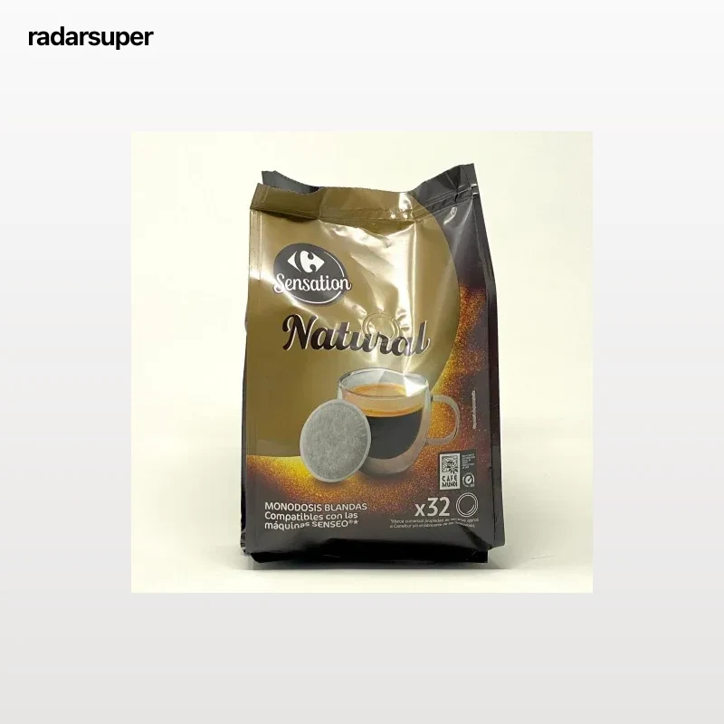 Café monodosis natural Carrefour Sensation compatible con Senseo 32 unidades de 7 g.