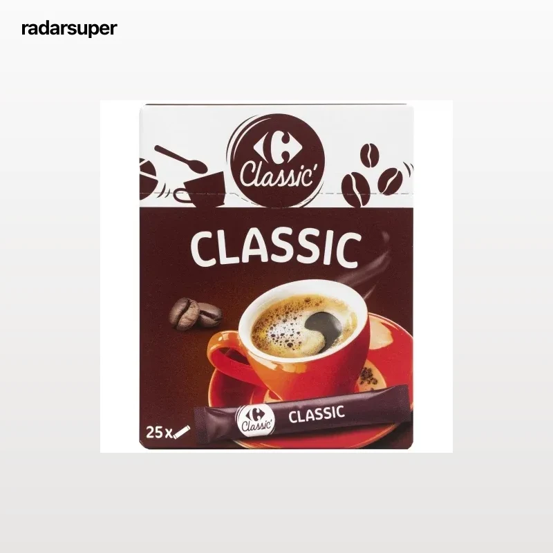 Café soluble classic en sobres Carrefour 25 unidades de 2 g.