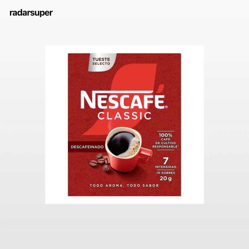 Café soluble descafeinado en sobres Nescafé Classic 10 ud.