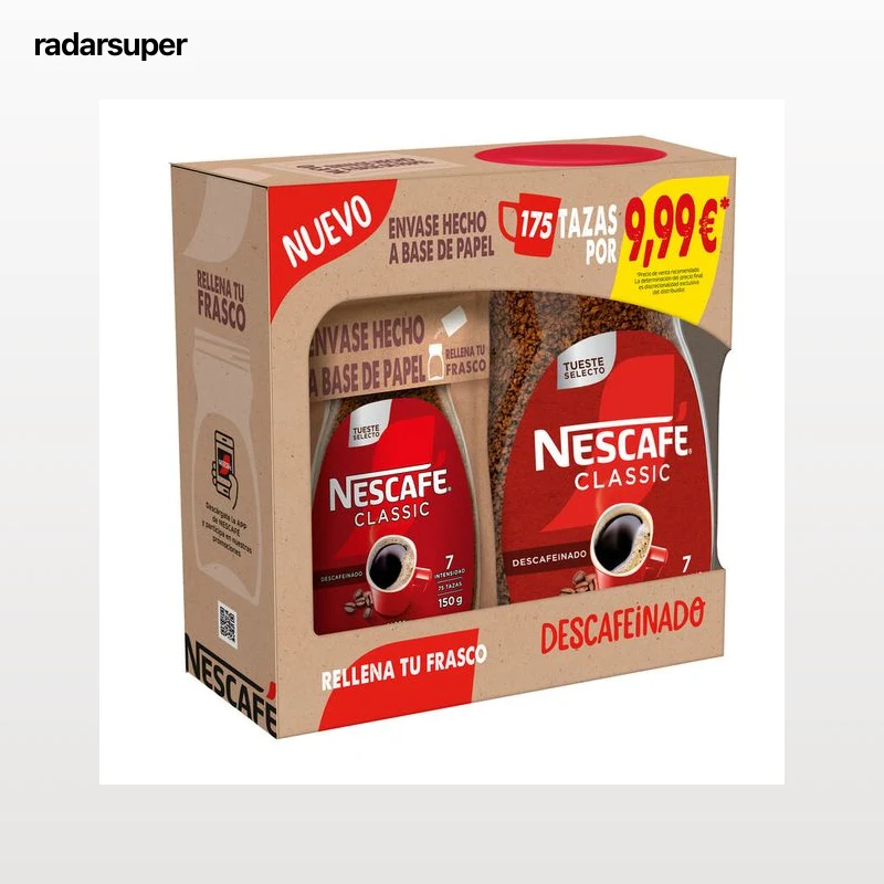 Café soluble descafeinado Nescafé 200g y doypack 150g
