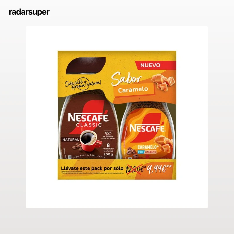Café soluble natural Nescafé 200g + Nescafé Caramelo 95g