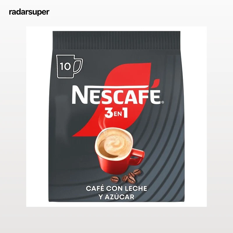 Café soluble Nescafé 3 en 1. Sobres de café, leche y azúcar 10x16g