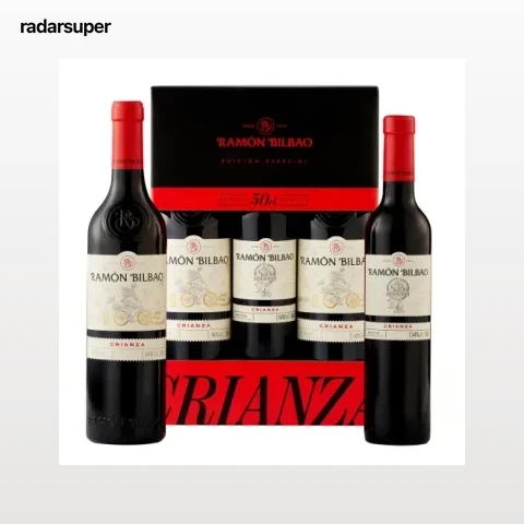 Caja 2 botellas vino tinto crianza 75 cl. + 1 botella de vino tinto Ramón Bilbao D.O. Ca. Rioja 50 cl.
