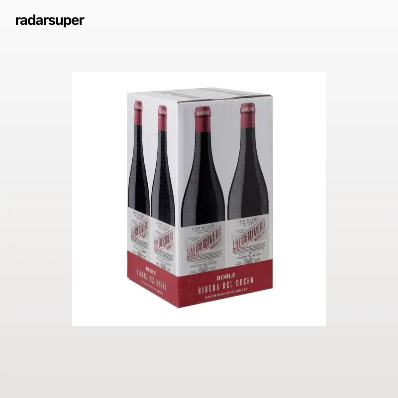 Caja de 4 botellas de vino tinto roble tempranillo Valderivero D.O. Ribera del Duero 75 cl.