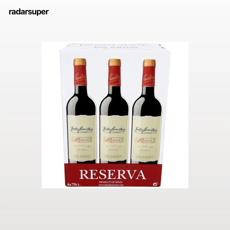 Caja de 6 botella de vino tinto reserva Faustino Rivero Ulecia D.O. Utiel-Requena 75 cl.