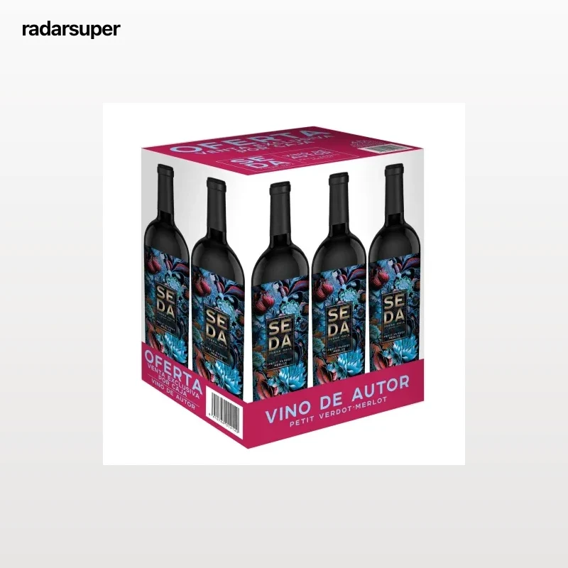 Caja de 6 botellas de vino tinto de autor Seda 75 cl.