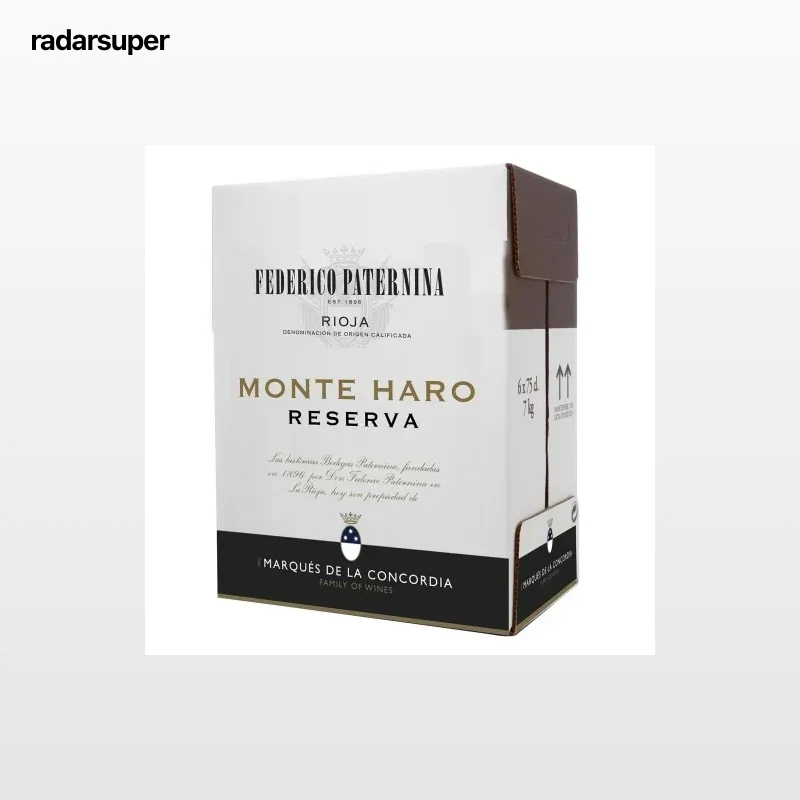 Caja de 6 botellas de vino tinto reserva Monte Haro D.O.Ca. Rioja 75 cl.