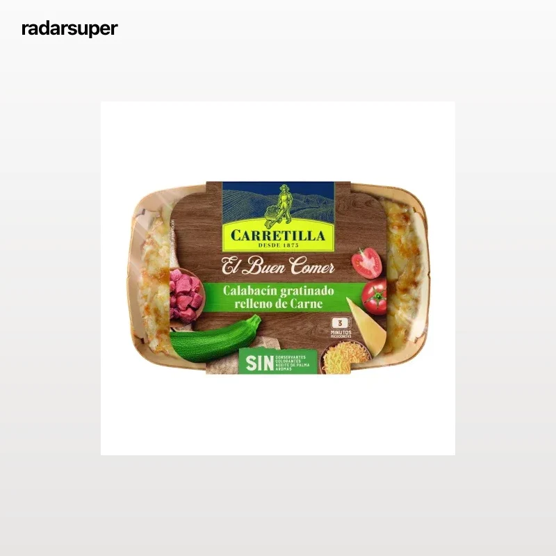 Calabacín relleno de carne gratinada El Buen Comer Carretilla 350 g.