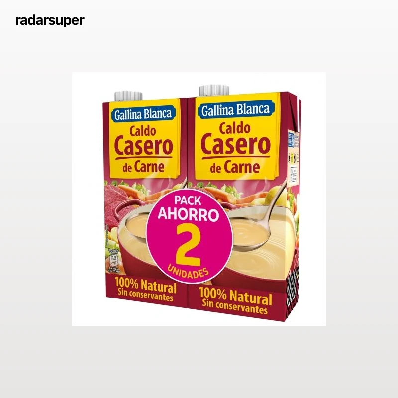 Caldo casero de carne Gallina Blanca sin gluten 2 briks de 1 l.
