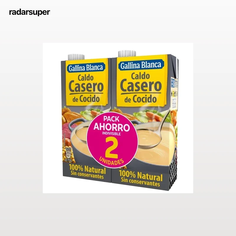 Caldo casero de cocido Gallina Blanca sin gluten pack de 2 briks de 1 l.