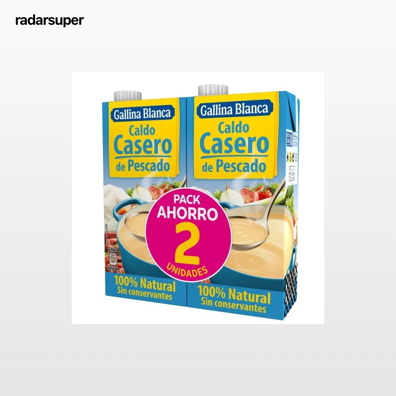 Caldo casero de pescado Gallina Blanca sin gluten pack de 2 briks de 1 l.