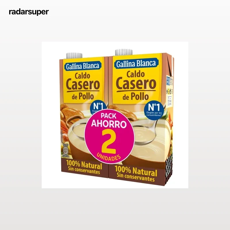 Caldo casero de pollo Gallina Blanca sin gluten pack de 2 briks de 1 l.