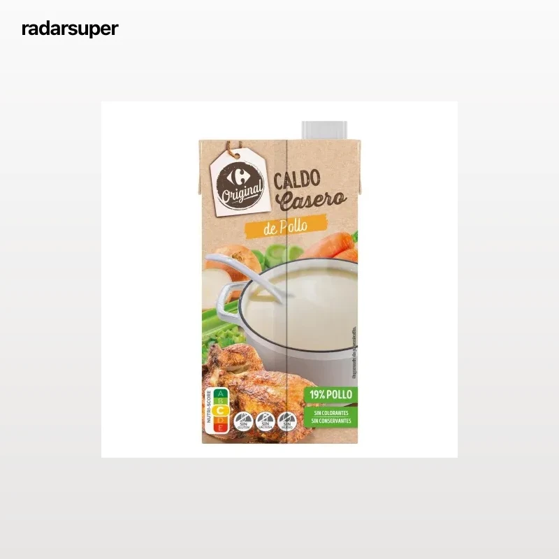 Caldo casero de pollo natural Original Carrefour sin gluten y sin lactosa brik 1 l.