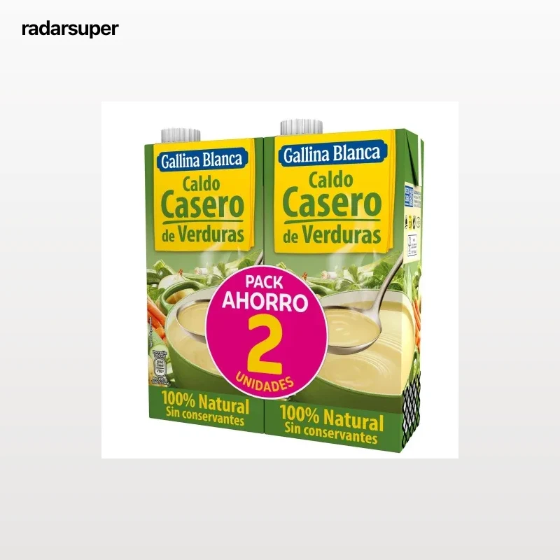 Caldo casero de verduras Gallina Blanca pack de 2 briks de 1 l.