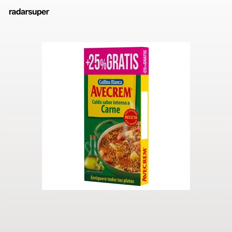 Caldo de carne con aceite de oliva virgen extra Avecrem Gallina Blanca sin gluten 8 pastillas