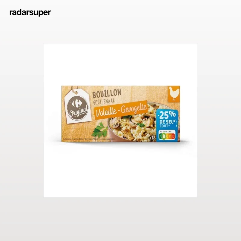 Caldo de pollo bajo en sal Original Carrefour 12 pastillas