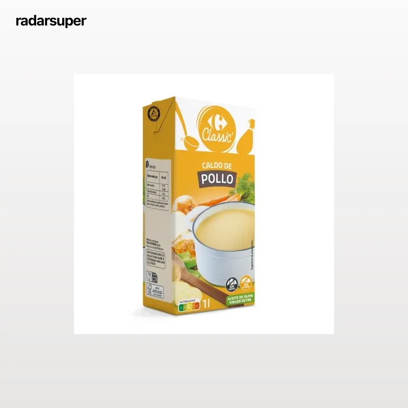 Caldo de pollo Classic Carrefour sin gluten brik 1 l.