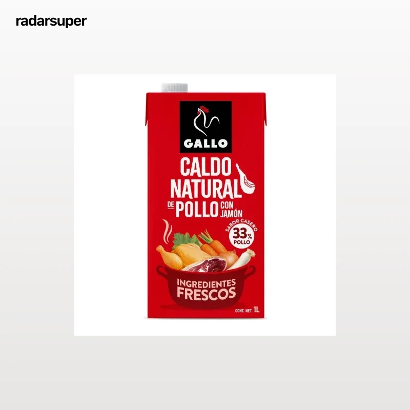 Caldo de pollo con jamón ibérico natural Gallo sin gluten y sin lactosa brik 1 l.