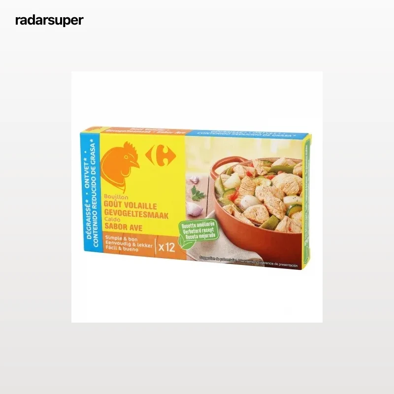 Caldo de pollo desgrasado Carrefour 12 pastillas de 10 g.