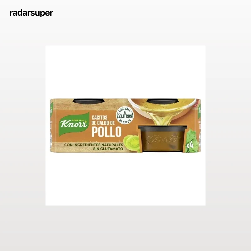 Caldo de pollo en cacitos Knorr sin gluten pack de 4 unidades de 28 g.