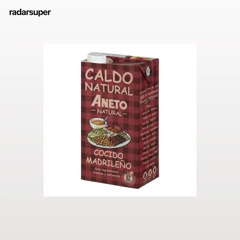 Caldo natural de cocido madrileño Aneto sin gluten y sin lactosa brik 1 l.