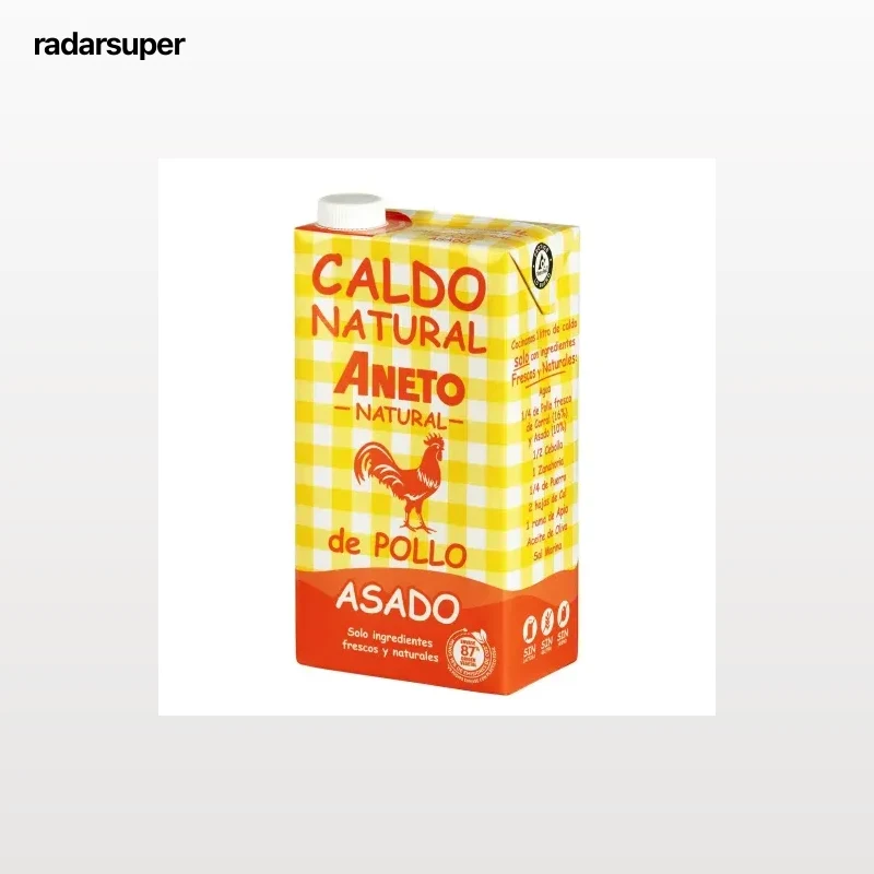 Caldo natural de pollo asado Aneto sin gluten y sin lactosa brik 1 l.
