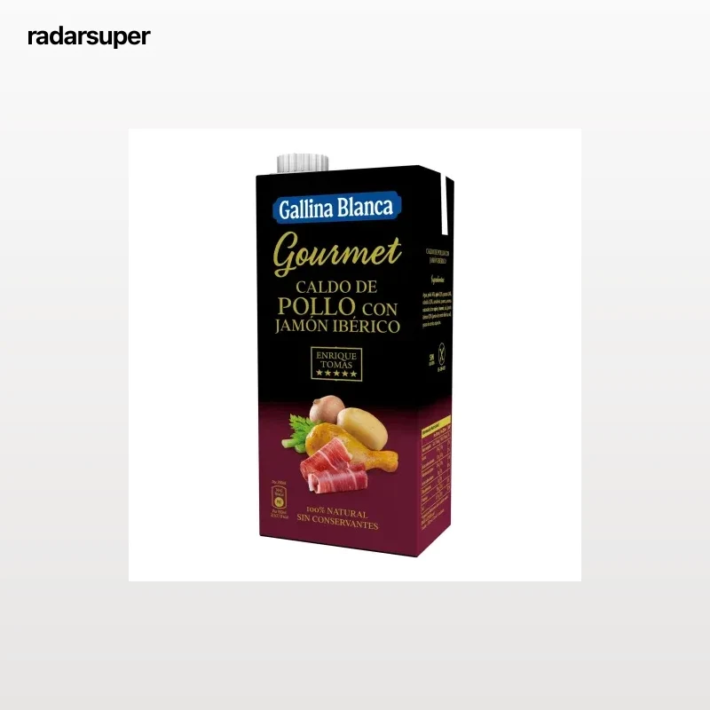 Caldo natural de pollo con jamón Gourmet Gallina Blanca sin gluten brik 1 l.