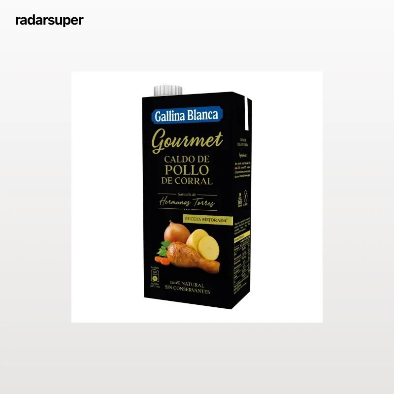 Caldo natural de pollo de corral Gourmet Gallina Blanca sin gluten brik 1 l.