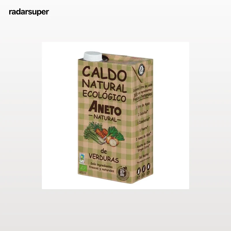 Caldo natural de verduras ecológico Aneto sin gluten y sin lactosa brik 1 l.