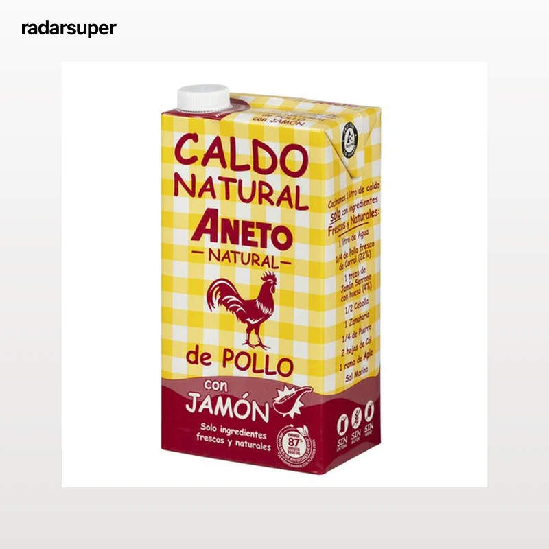Caldo natural de pollo con jamón Aneto 1l