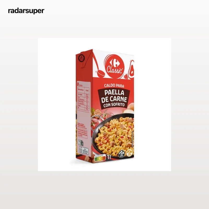 Caldo para paella de carne Classic Carrefour sin gluten 1 l.