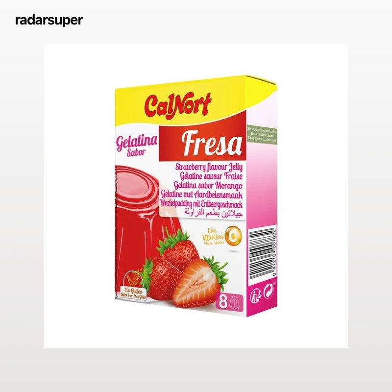 CALNORT Gelatina sabor fresa, sin gluten y con vitamina C 8 uds.