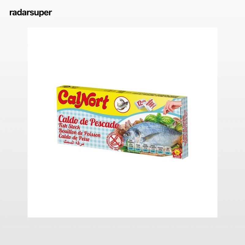 CALNORT Pastilla de caldo de pescado deshidratado con garantía Halal 12 x 10 g.