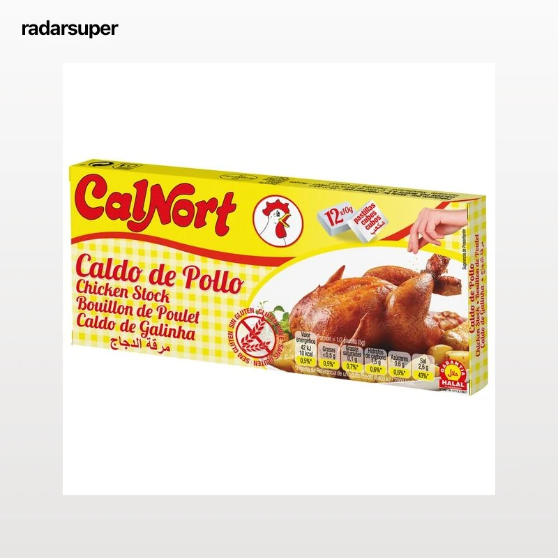 CALNORT Pastillas de caldo de pollo deshidratado, con garantia Halal 12 uds. 10 g.