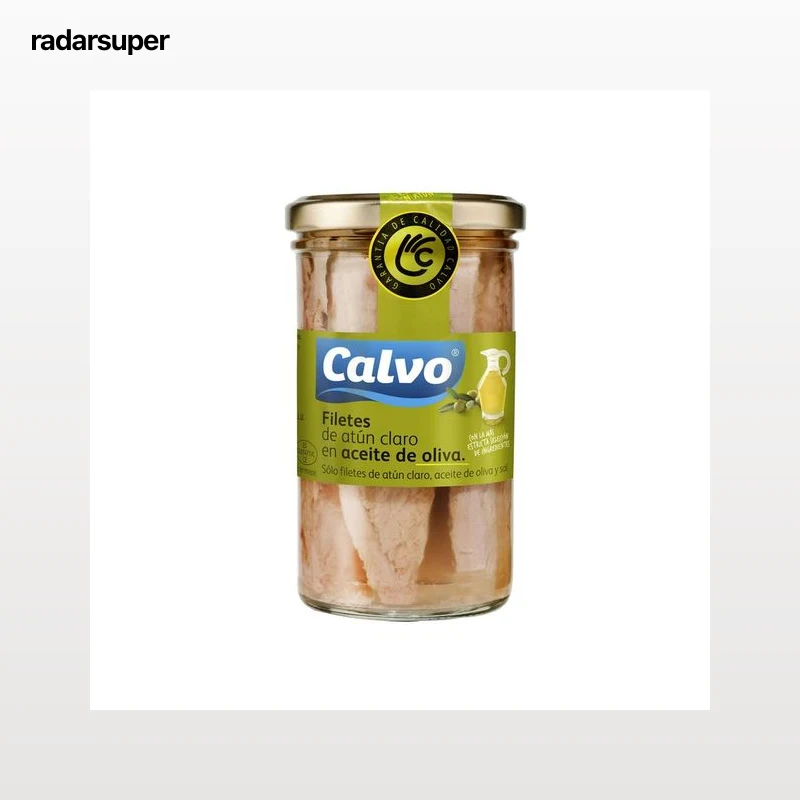CALVO Atún claro en aceite de oliva en filetes frasco de 163 g.