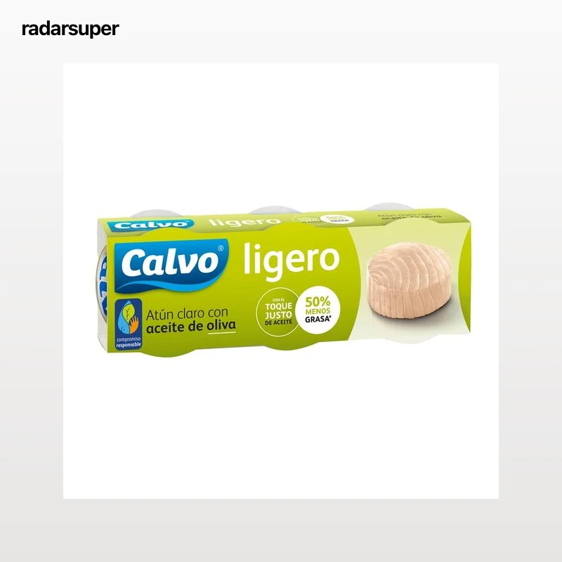 CALVO Atún claro en aceite de oliva ligero pack de 3 x 56 g.