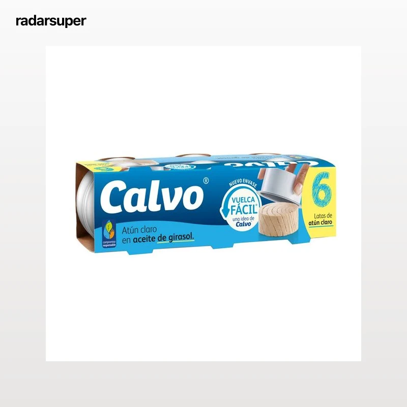 CALVO Atún claro aceite vegetal lata pack de 6 uds y  52 g.