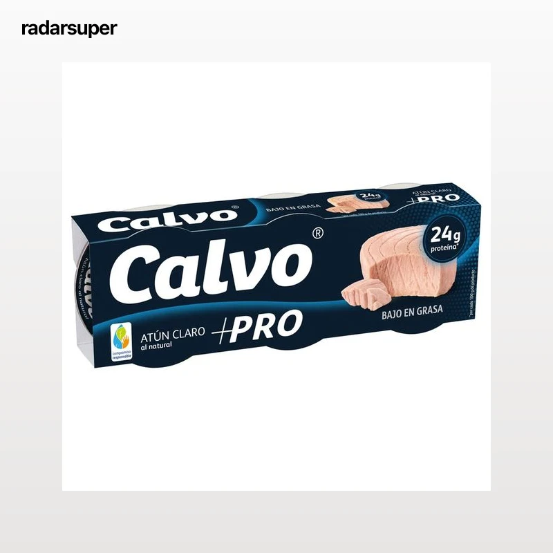 CALVO Atún claro al natural + proteína 3 x 52 g.