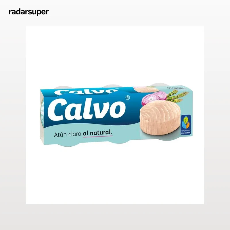 CALVO Atún claro al natural sin aceite lata pack de 3 uds.56 g.