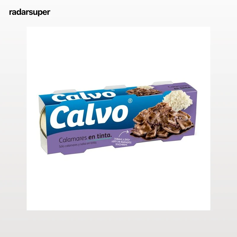 CALVO Calamares en su tinta en trozos pack de 3 latas de 48 g.